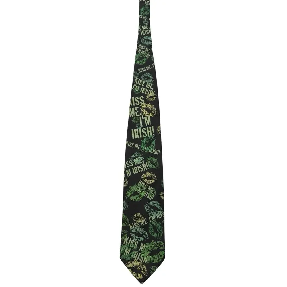 Ralph Marlin Kiss Me I’m Irish Lipstick Kiss 1995 Vintage Necktie Polyester